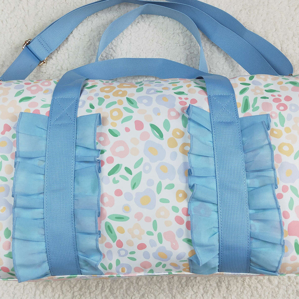 BA0292 Blue Ruffle Colorful Leopard Print Gym Duffle Bags  D 4.19