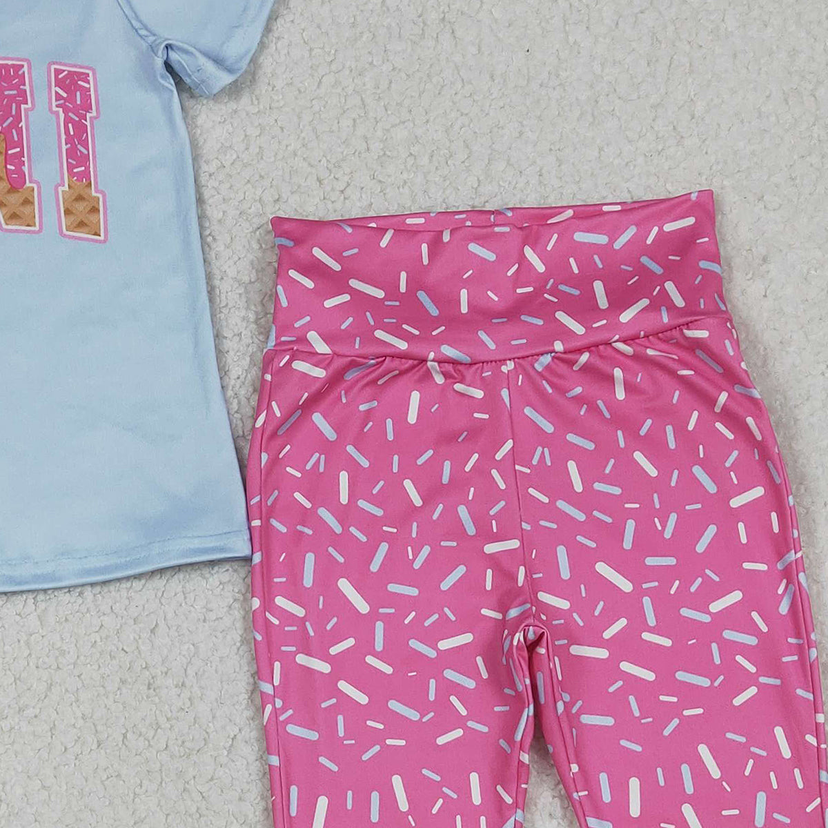 Baby Girls Sprinkle Drip Mini Bow Top with Bell Bottom Pants Outfit Set Cute Baby Clothing Set