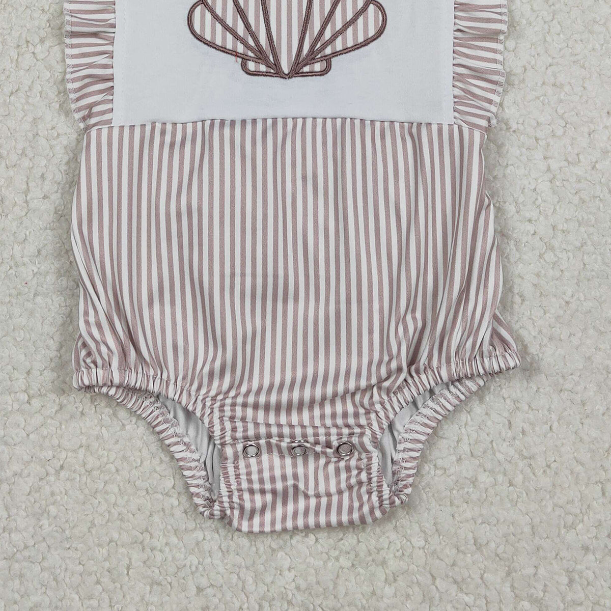 Baby Girls Embroidery Ruffle Rompers with Stripe Shells And Flutter Sleeves