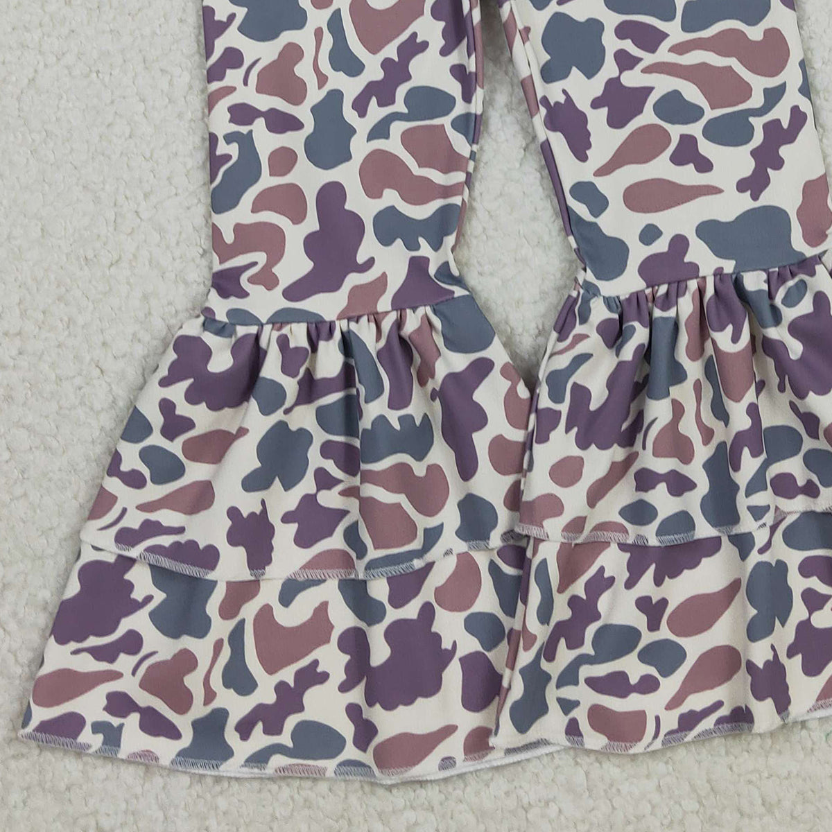 Baby Girls Lavender Camo Ruffle Bell Bottom Pants Active Yoga Pants