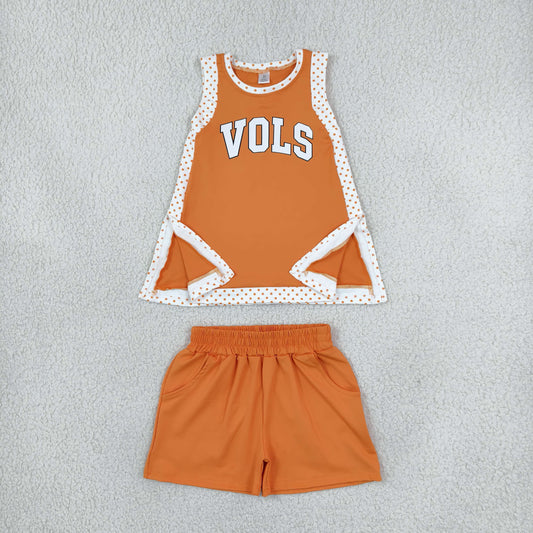 GSSO3852 girls VOLS orange sleeveless shorts outfits yoga