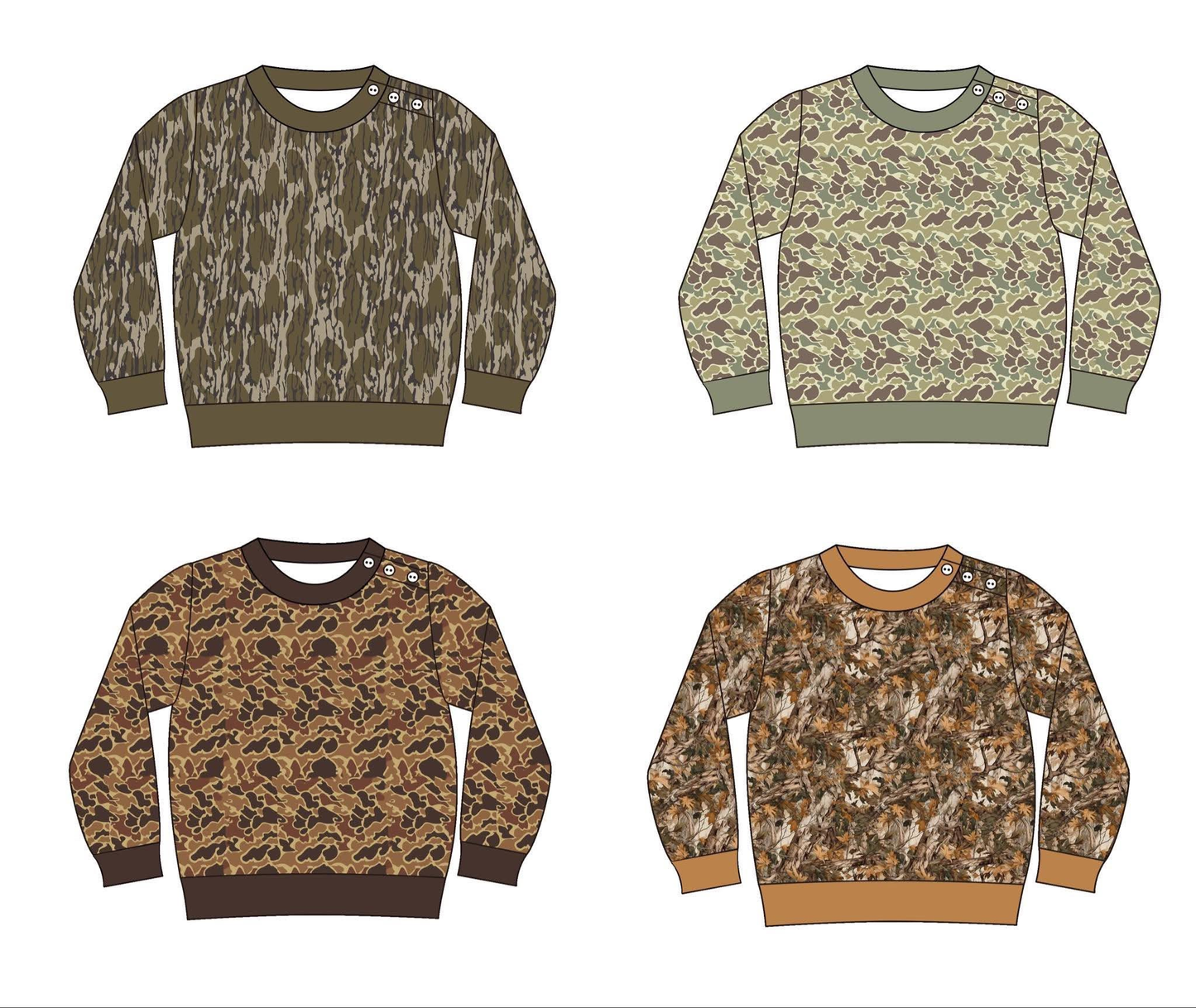 MOQ 5 one items Tat 6-7weeks kids camo sweatershirt boys top