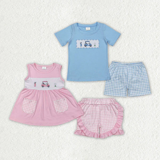 Match Boys Baby Girls Golf Carts Top Shorts Outfits Clothes Sets D 3.27