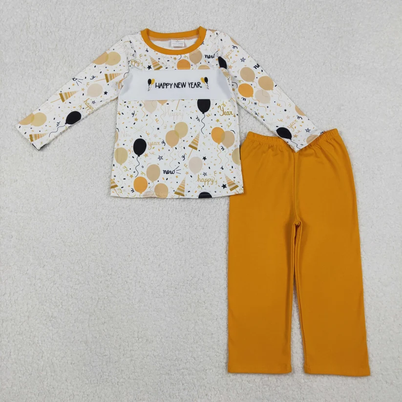 BLP1299 Embroidery Happy New Year Balloon Boy Outfit