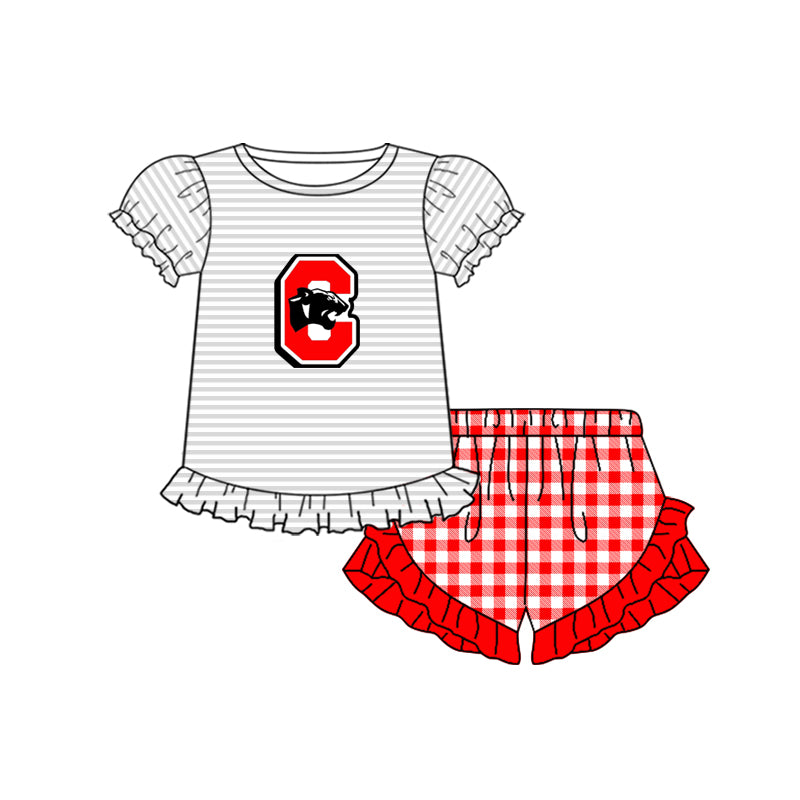 Custom order Alexis  team panther girl shorts set