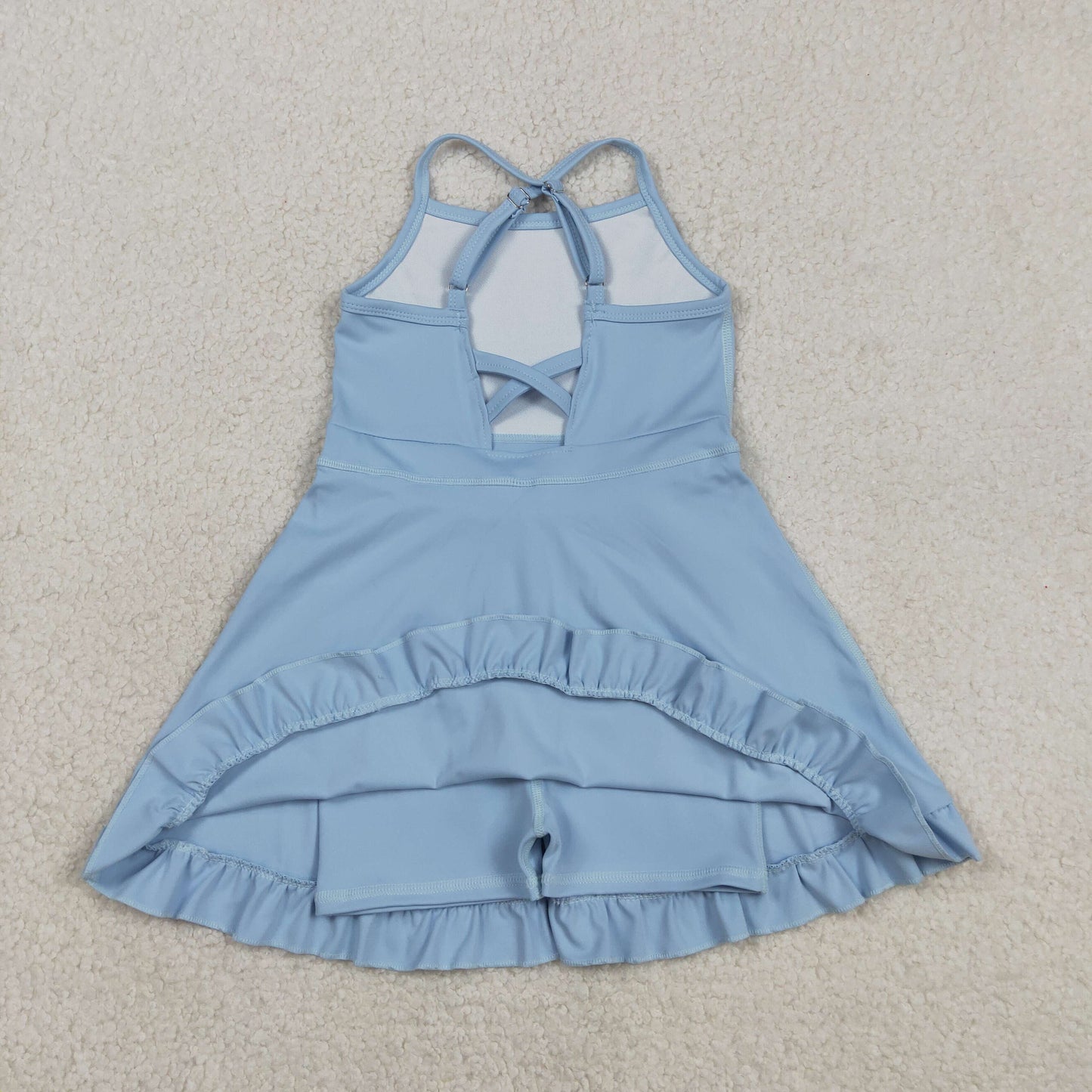S0713 Solid Blue Athletic Active Skort Dress