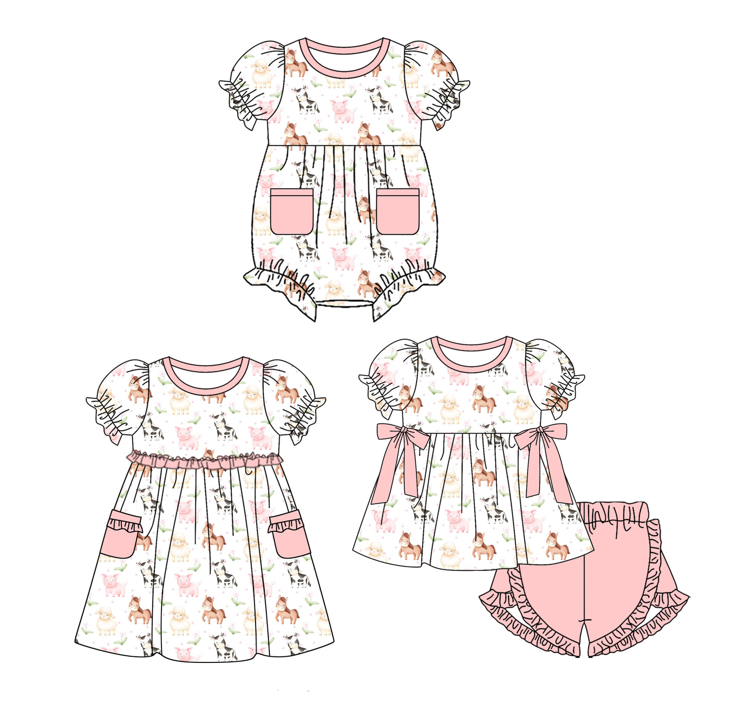Custom match baby girls horse dress set  D 3.25