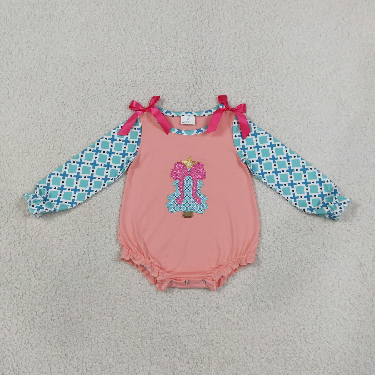LR3164 Christmas tree print girl romper