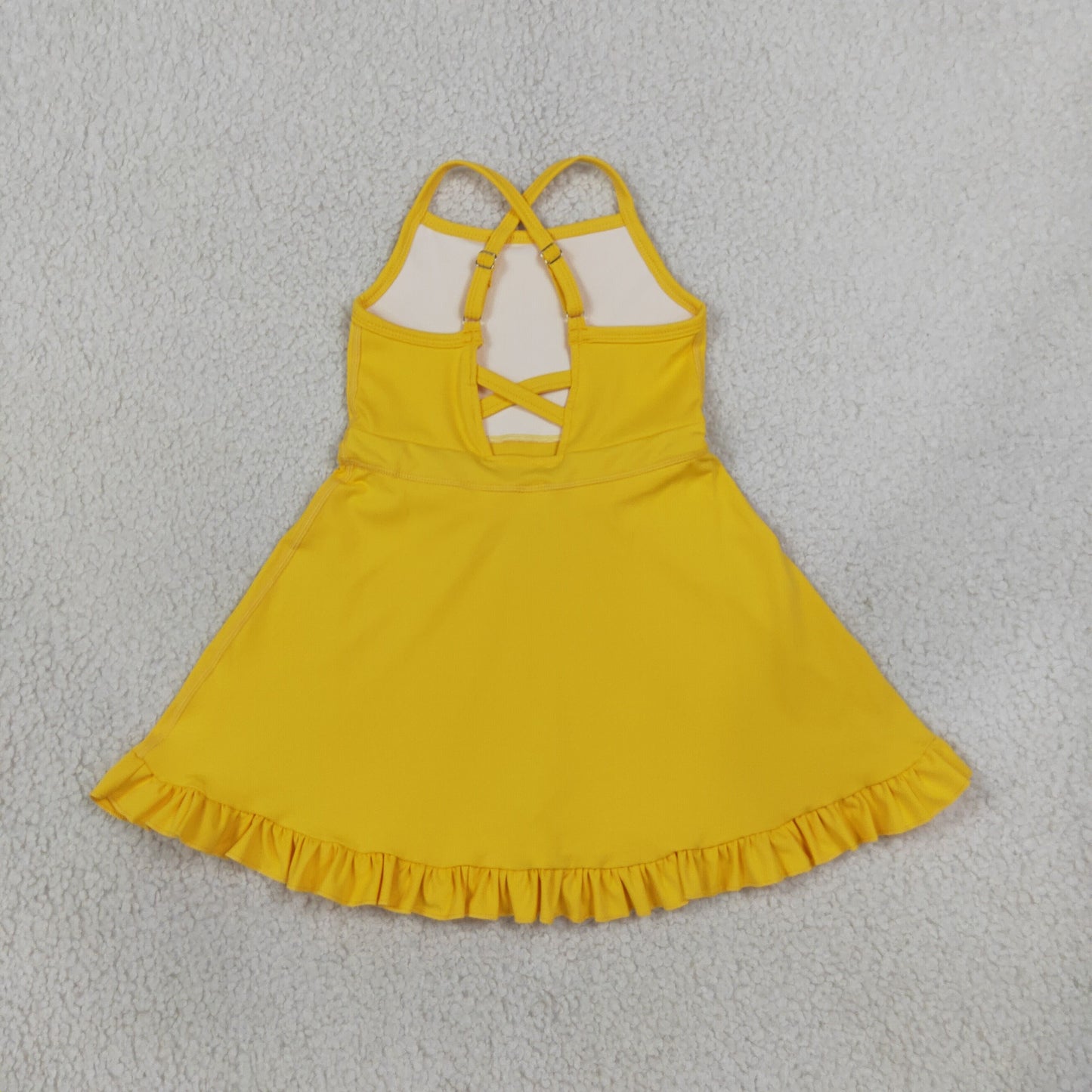 S0781 solid athletic dress in yellow