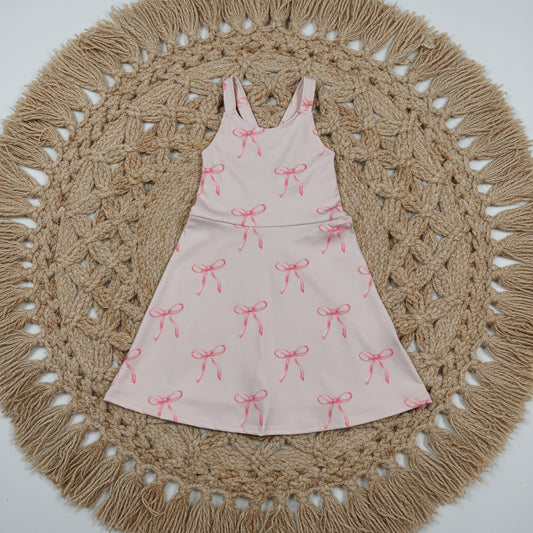 strap pink bow coquette athletic skort dress