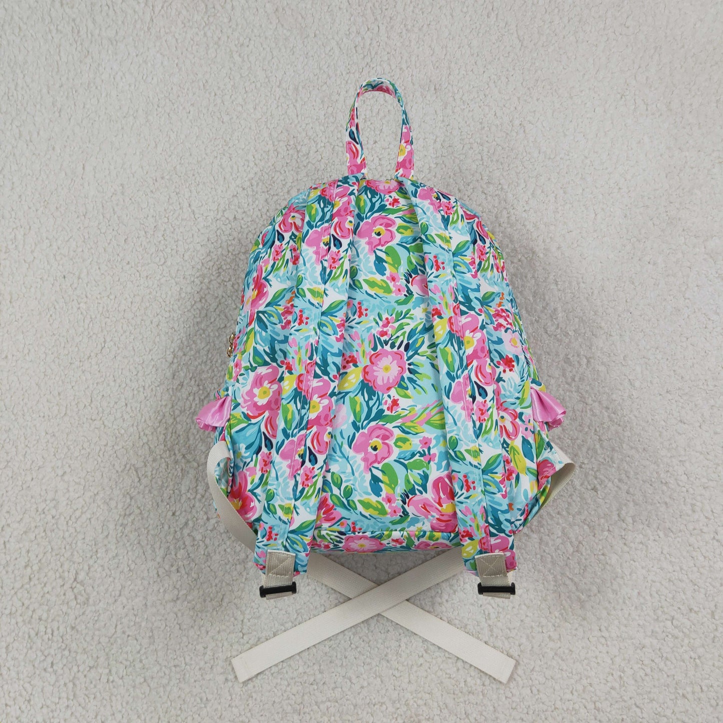 BA0176 pink floral ruffle backpack for girl