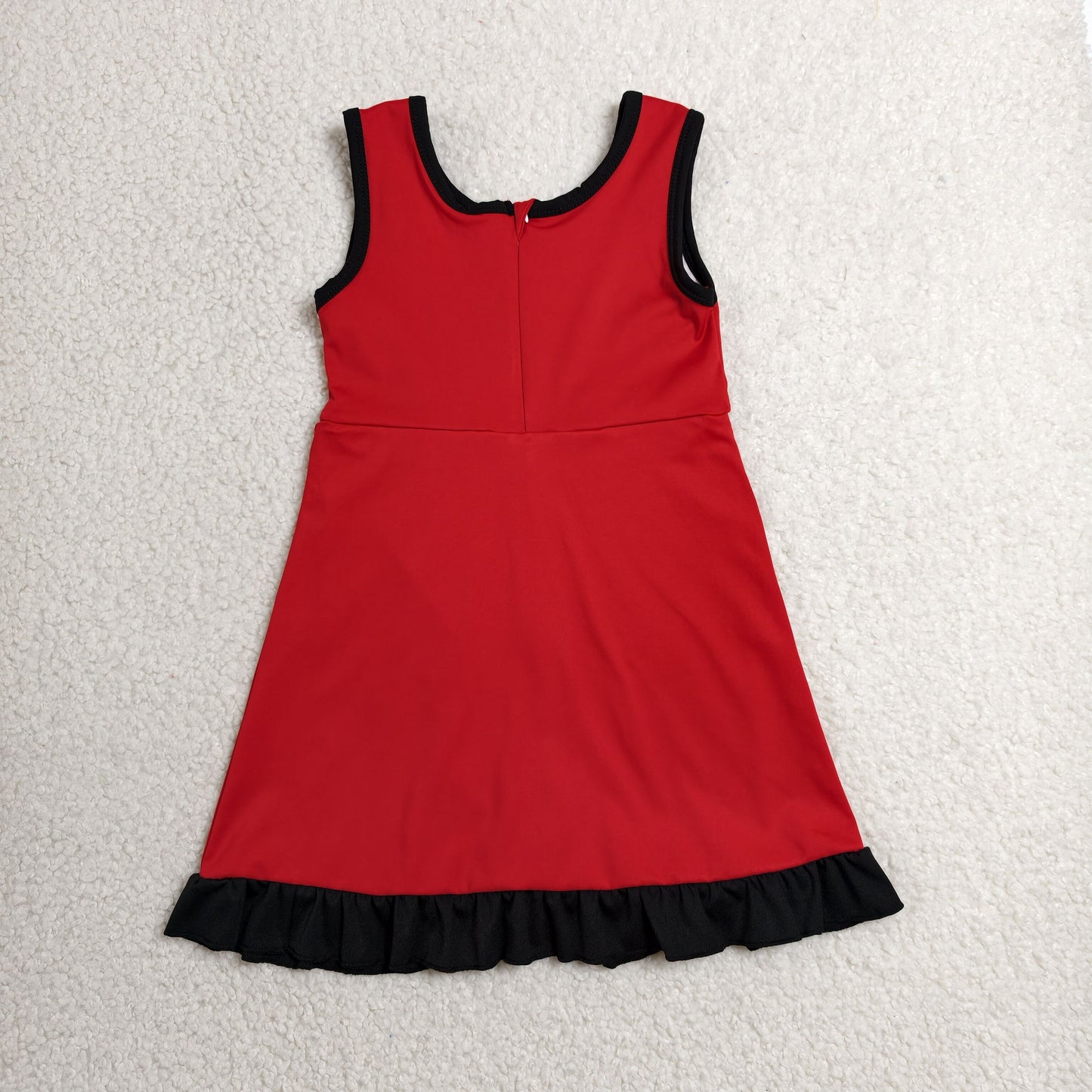 solid red and black ruffle athletic dress