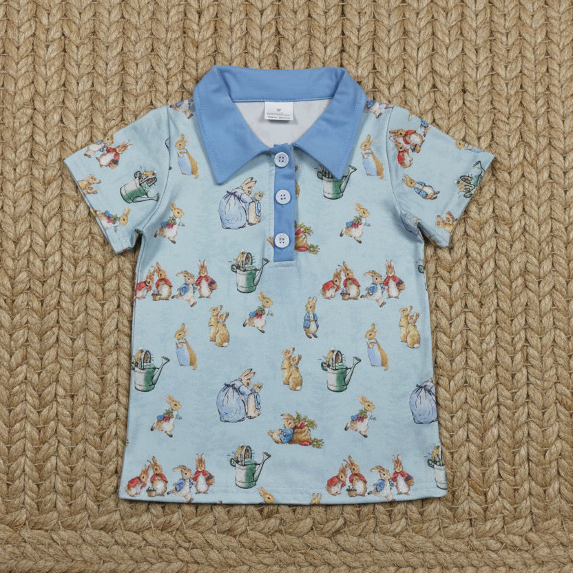 blue peter rabbit polo t-shirt easter boy's top