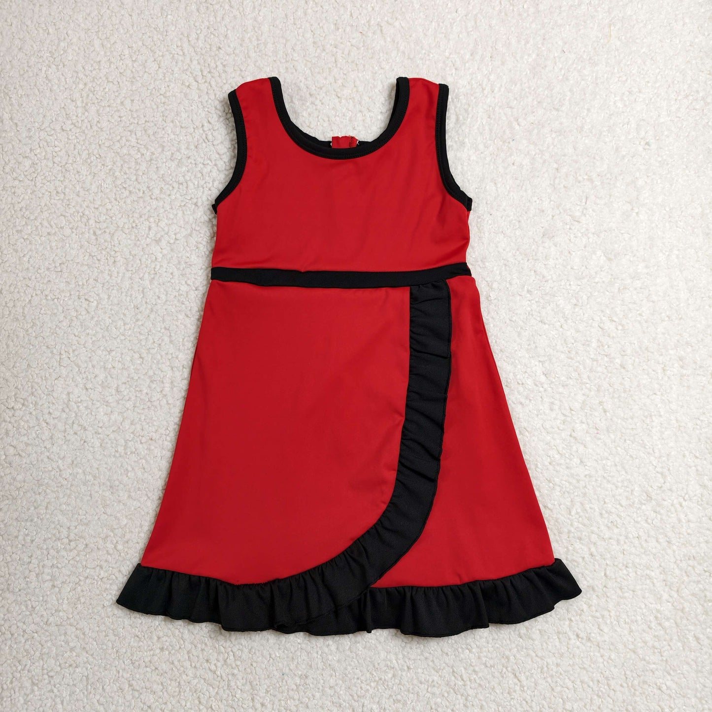 solid red and black ruffle athletic dress