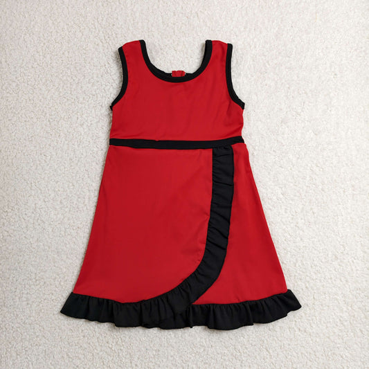 solid red and black ruffle athletic dress