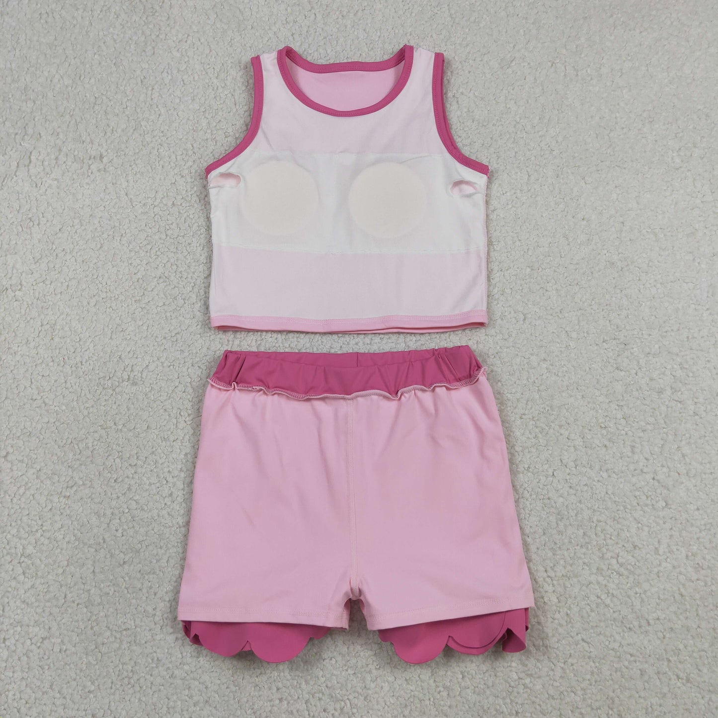 solid pink scallop athletic skort outfit girls clothes