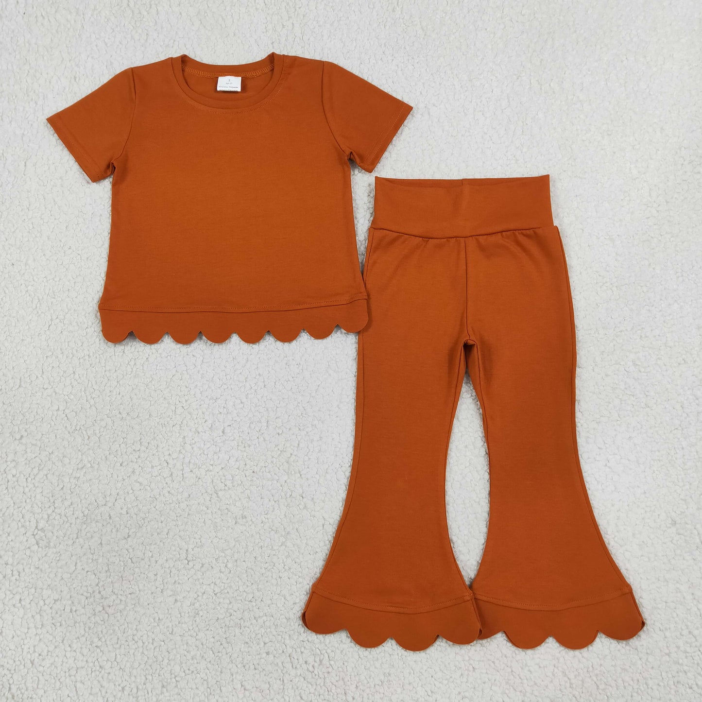 solid cotton callop girls outfit pants set