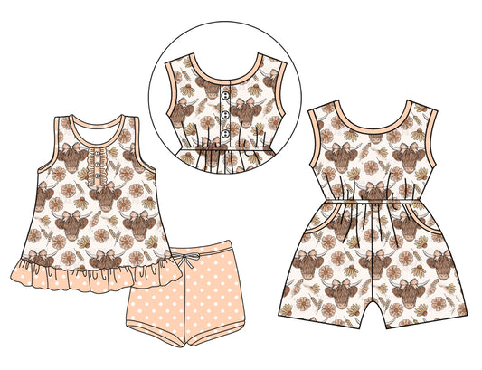 Custom baby girls western cow rompers set D 3.25