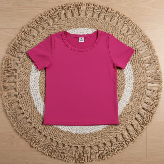 cotton hot pink tee summer clothing girl t-shirt top