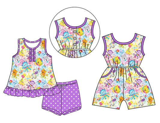 Custom baby girls cartoon rompers set  D 3.25