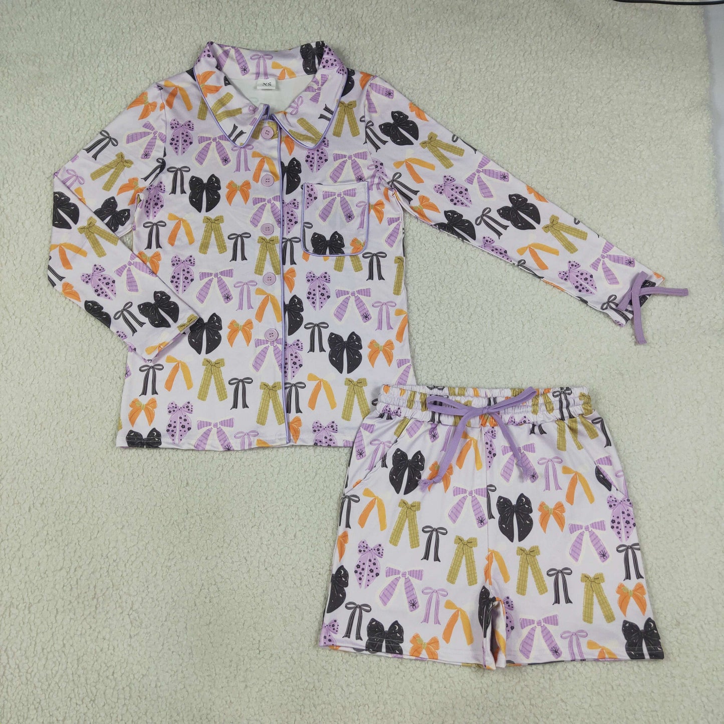 Halloween bow coquette two pieces adult women pajamas