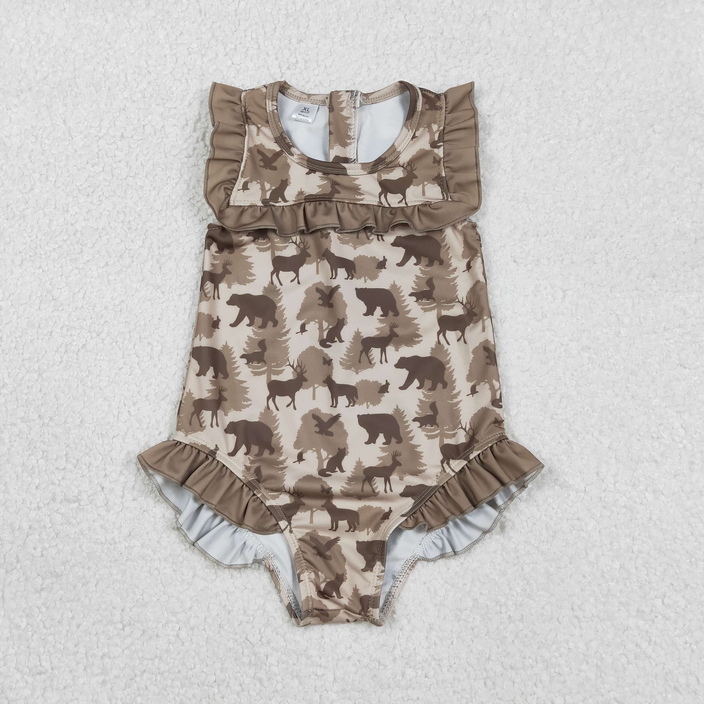 forest animal print girl one piece swimsuit