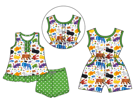 Custom baby girls animals rompers set D 3.25