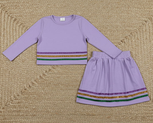 girls Mardi Gras sequin dress set