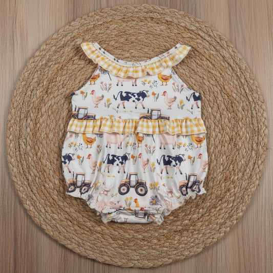 SR3848 farm animal romper baby girl clothes