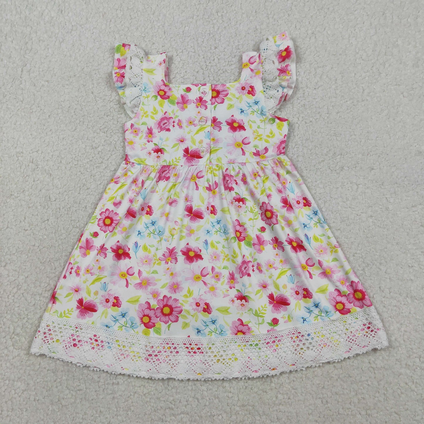 easter cross smock dress lace ruffle floral girl dress