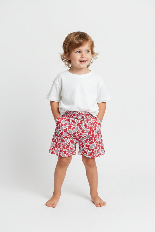 SS0880 red gray camo shorts with pocket