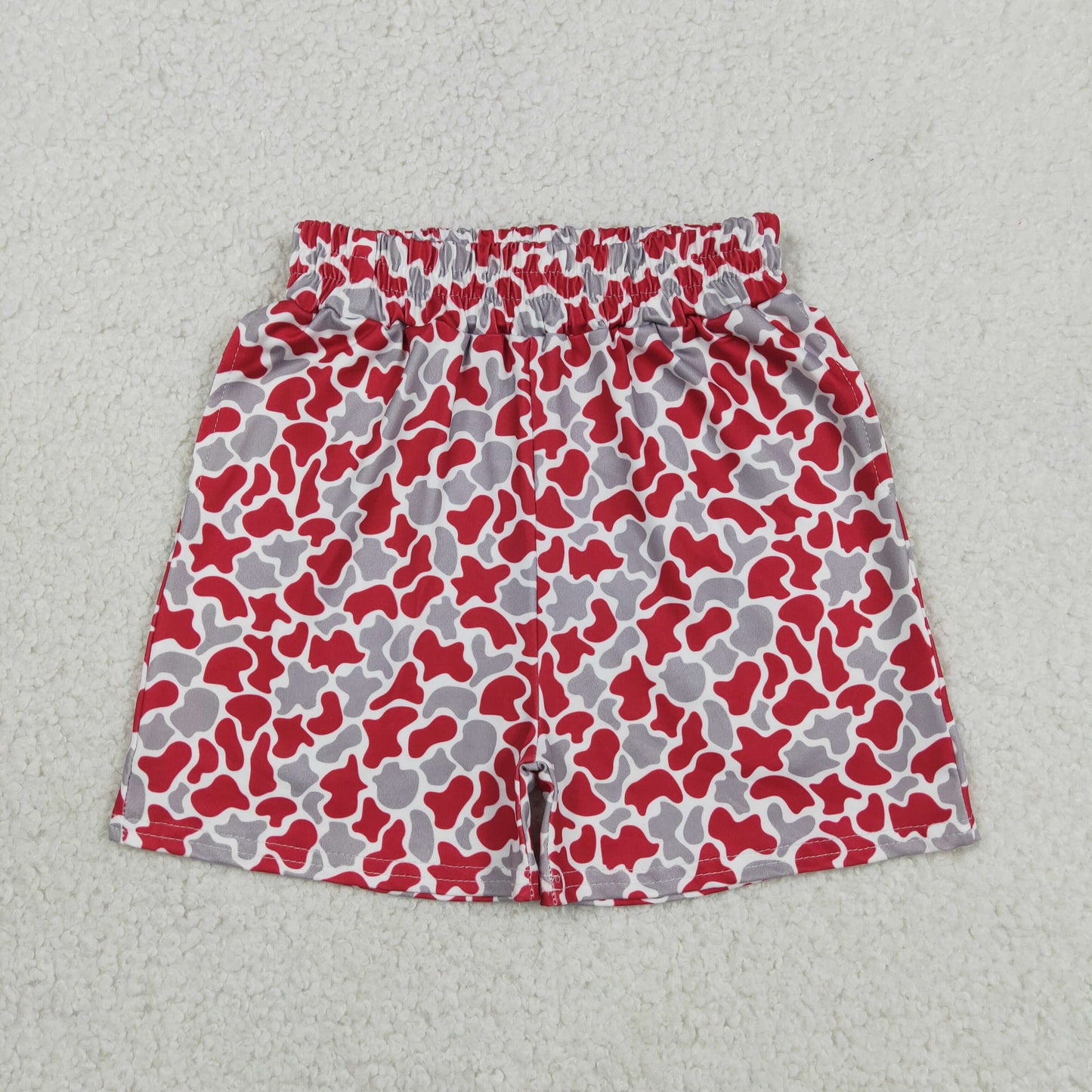 SS0880 red gray camo shorts with pocket