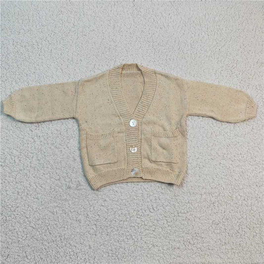 GT0145 Yellow Button Pocket Long Sleeve Cardigan
