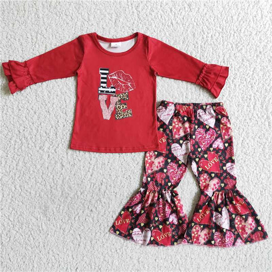 valentine red long sleeve love heart bells outfit 6 A2-14