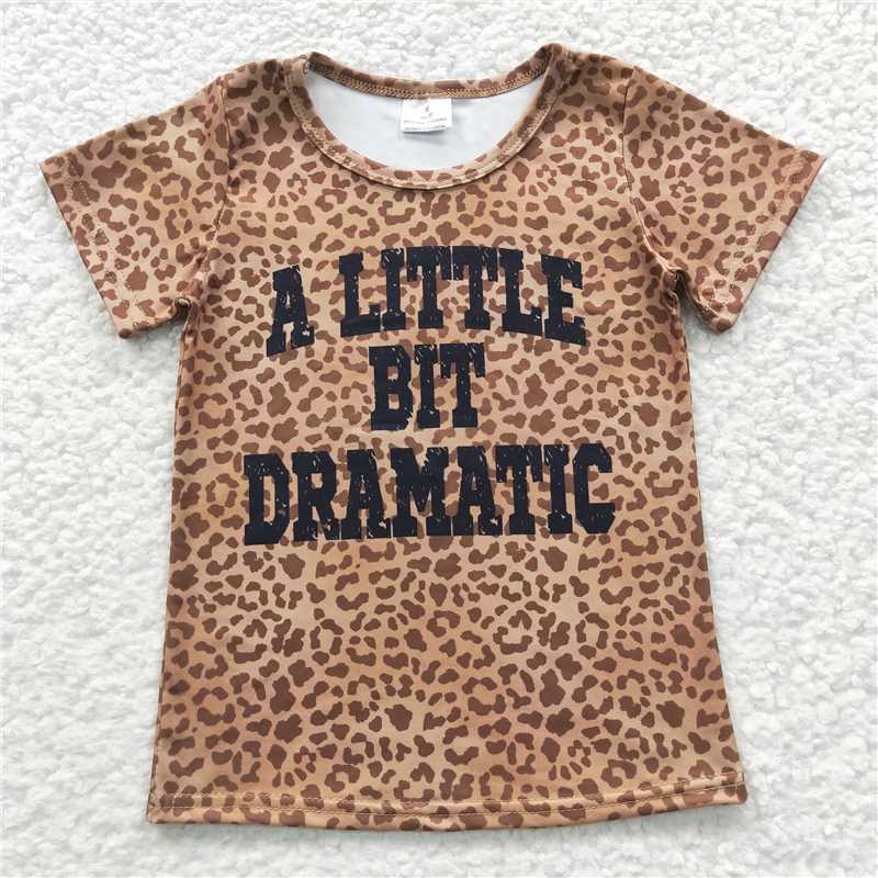 leopard print top +black leather shorts  BT0219+SS0094