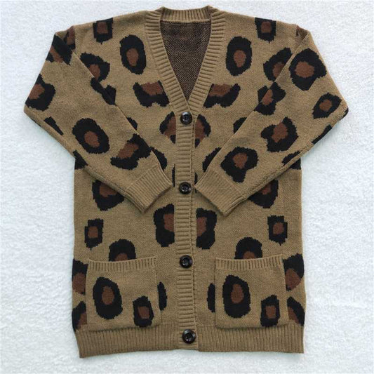 GT0189 Leopard Brown Sweater Cardigan