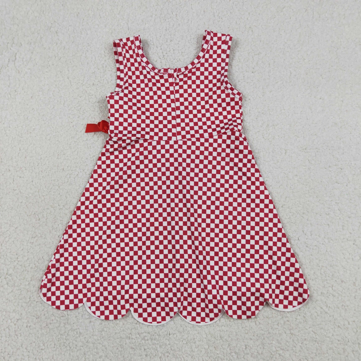 red gingham scallop athletic dress