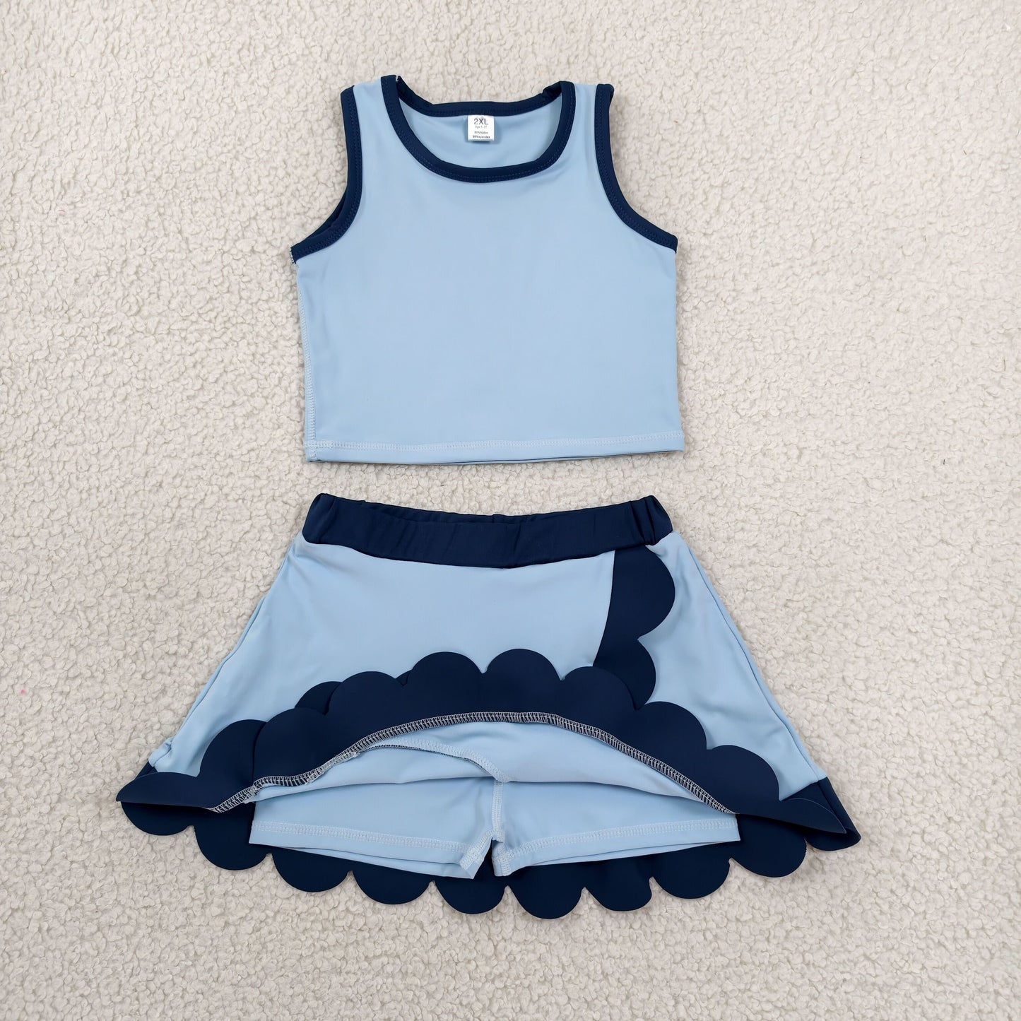 solid royal blue scallop athletic skort outfit girls clothes
