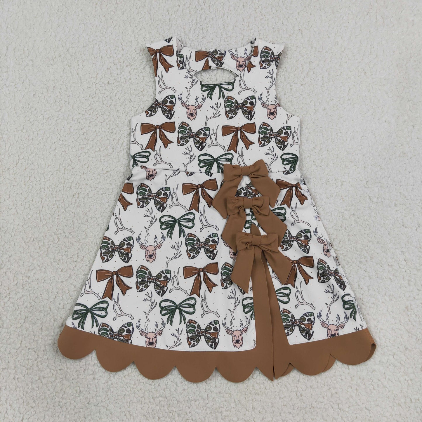 camo coquette bow deer print athletic scallop dress