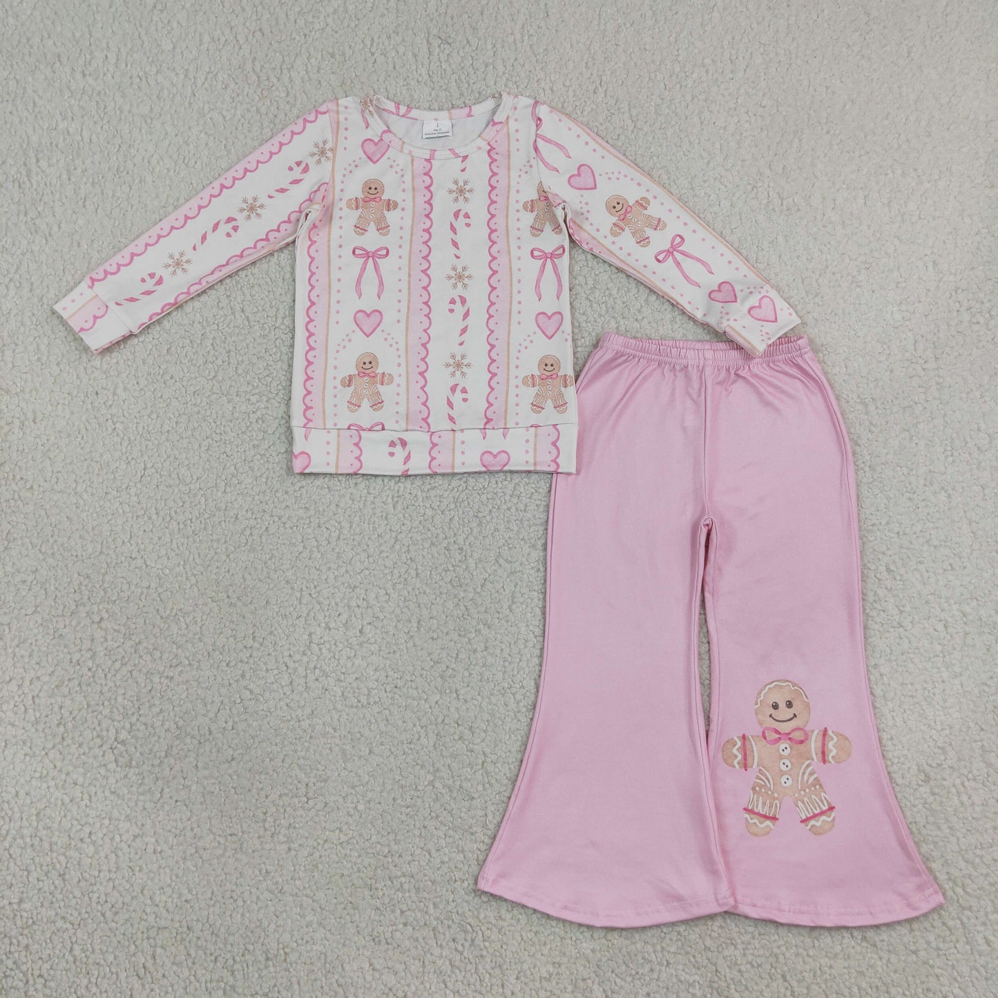 pink bow gingerbread belle set Christmas girl outfit
