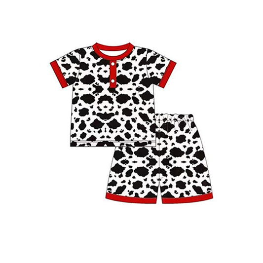 presale BSSO0873 Cow pattern white short-sleeved shorts pajama set