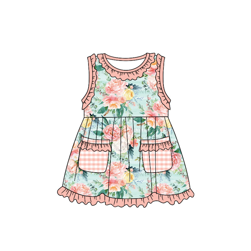 pre-order GSD1004 toddler girls clothes flower summer sleeveless dress