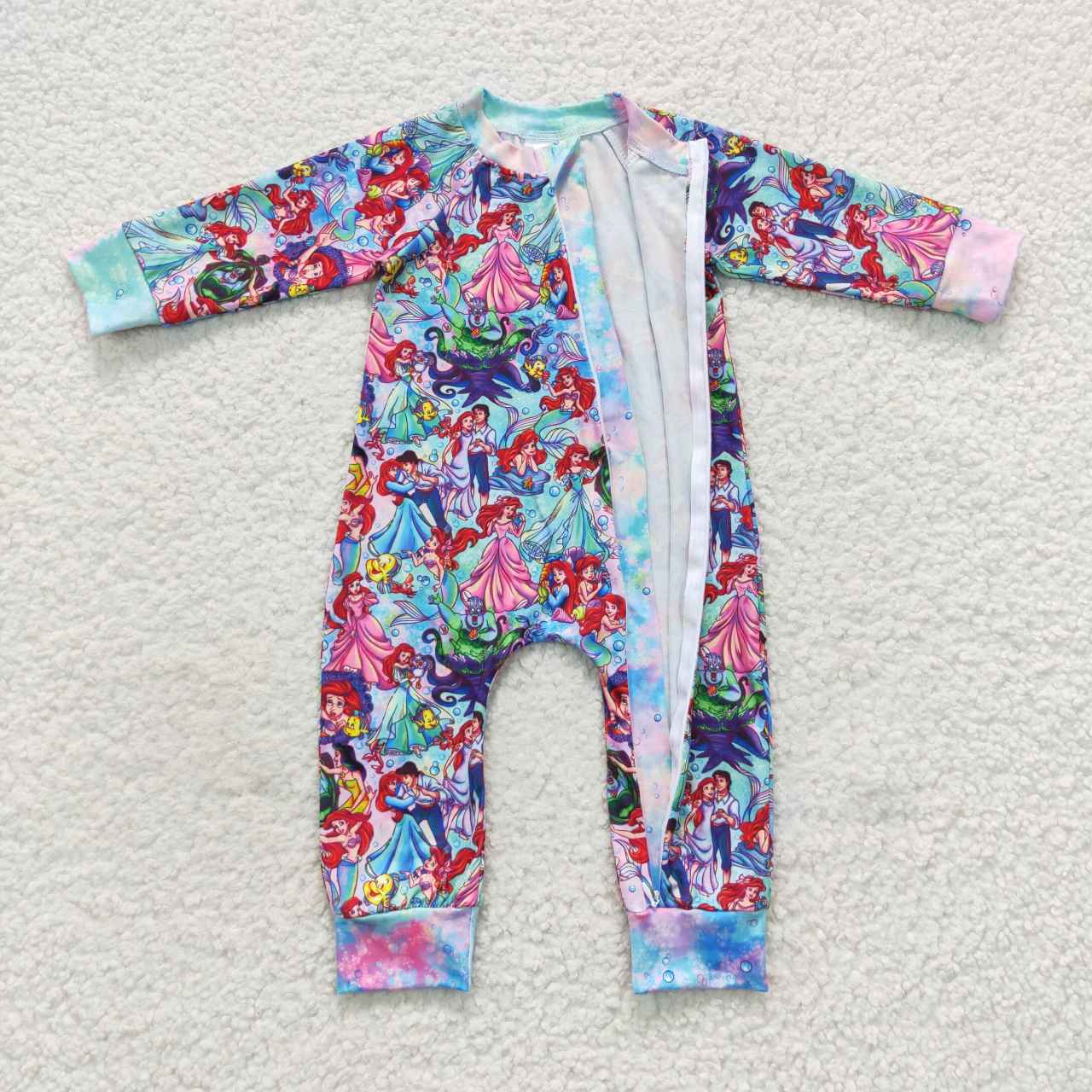 LR0488 Cartoon Color Zipper Long Sleeve Jumpsuit