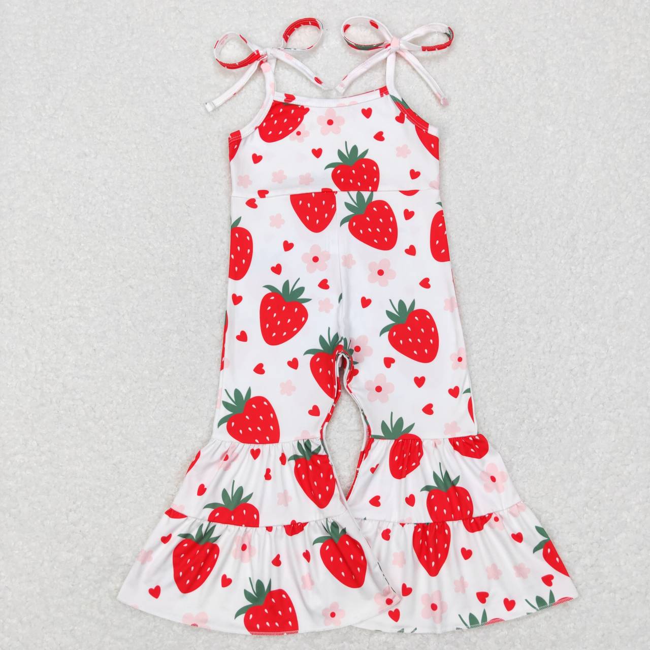 SR0470 Strawberry Heart Flower Camisole Jumpsuit