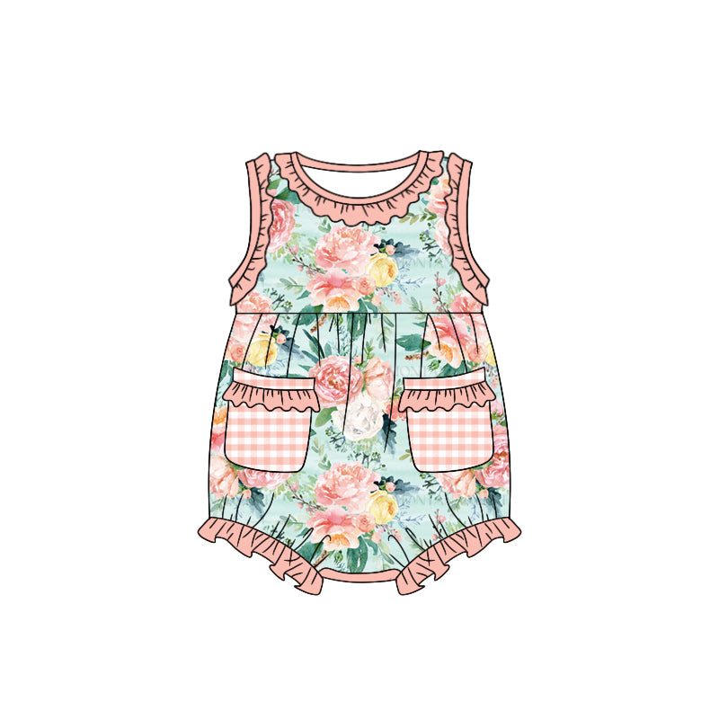 pre-order SR1333 baby girl clothes flower summer romper