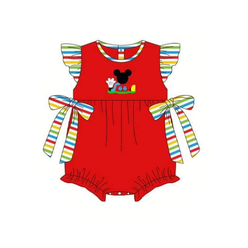 preorder SR1409 Cartoon colorful striped bow red vest jumpsuit