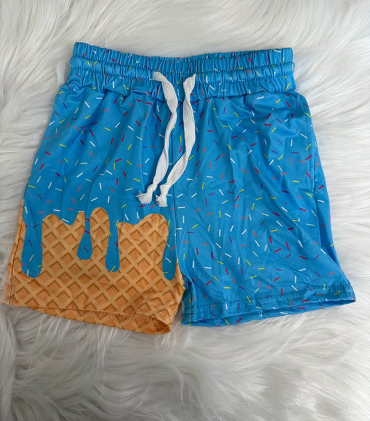 SS0619 Baby Girls Blue Ice Cream Drip Summer Shorts Bottoms D 816