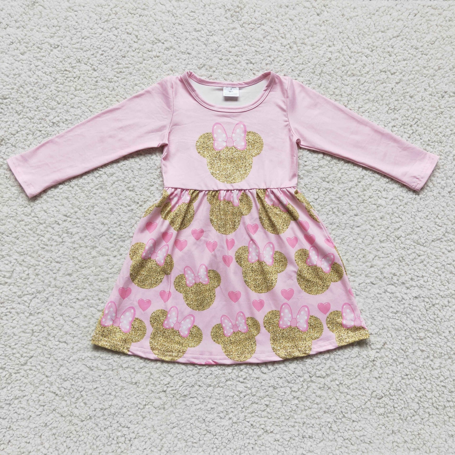 pink gold cartoon heart girl valentine dress