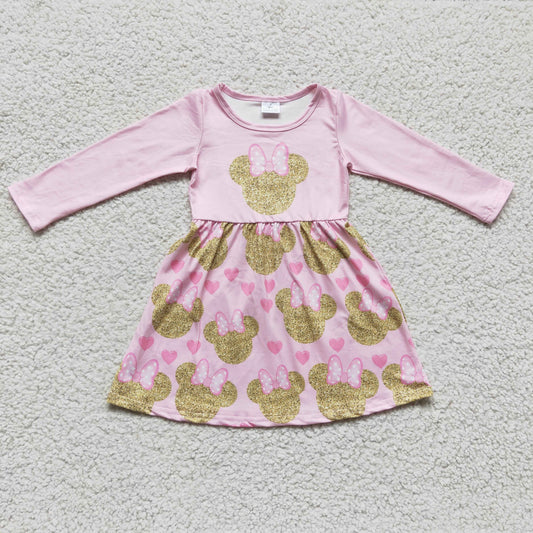 pink gold cartoon heart girl valentine dress