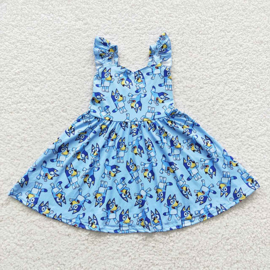 GSD0421 Cartoon dog bluey bluey blue flying sleeve dress